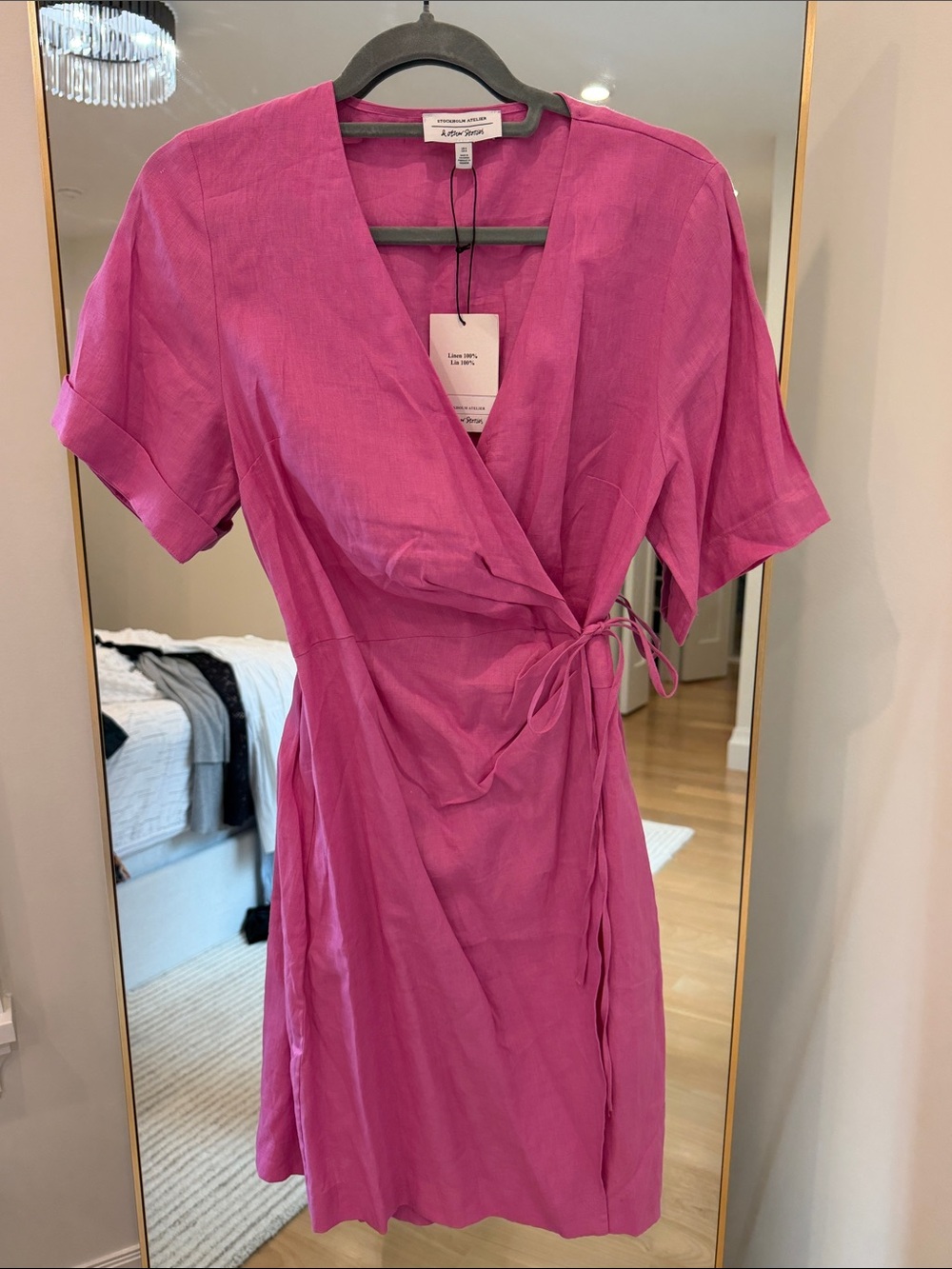 & Other Stories Fuchsia Wrap Mini Dress - Picture 1 of 3